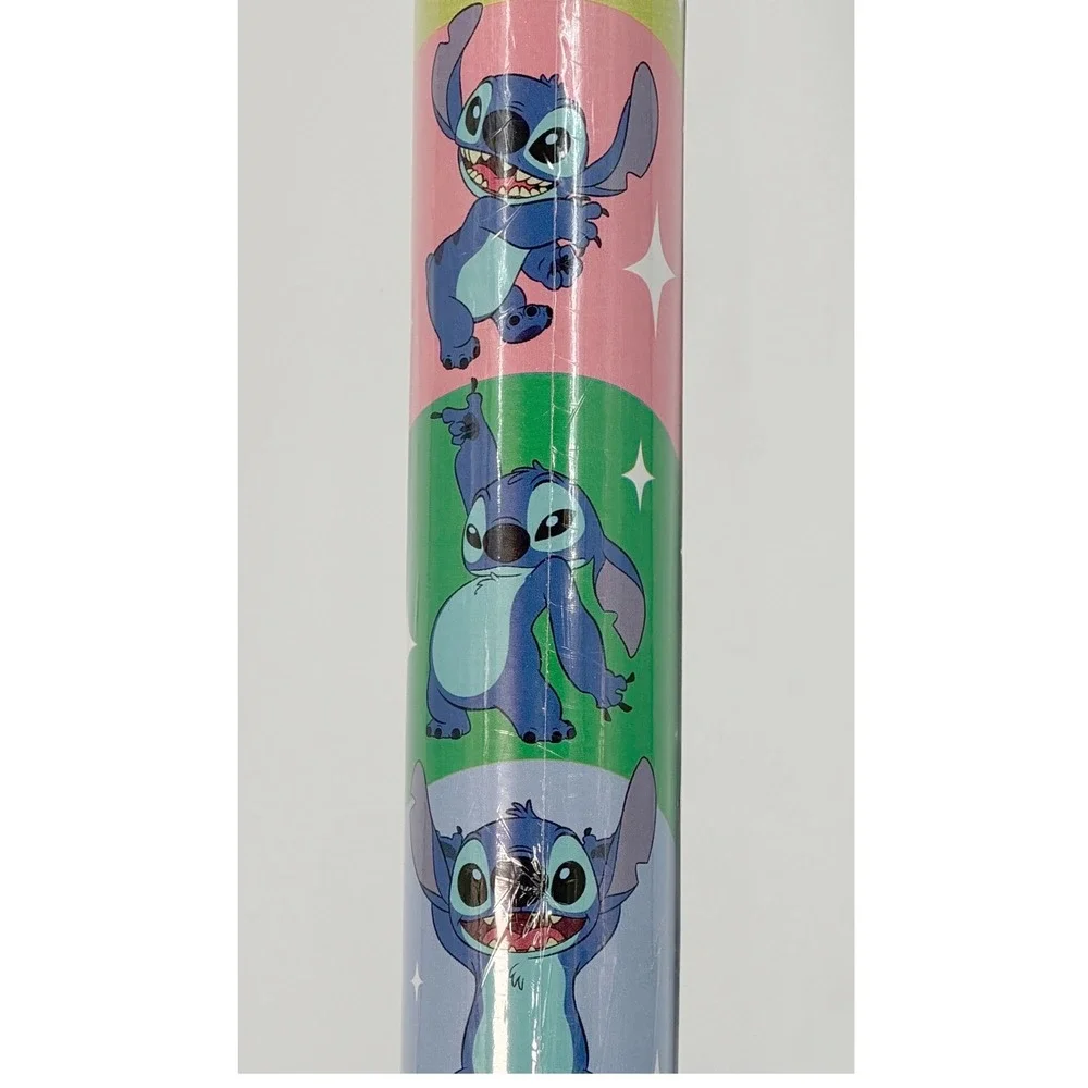 Disney Stitch Premium Heavy Weight Gift Wrap 30 SqFt Blue Pink Green 109-06